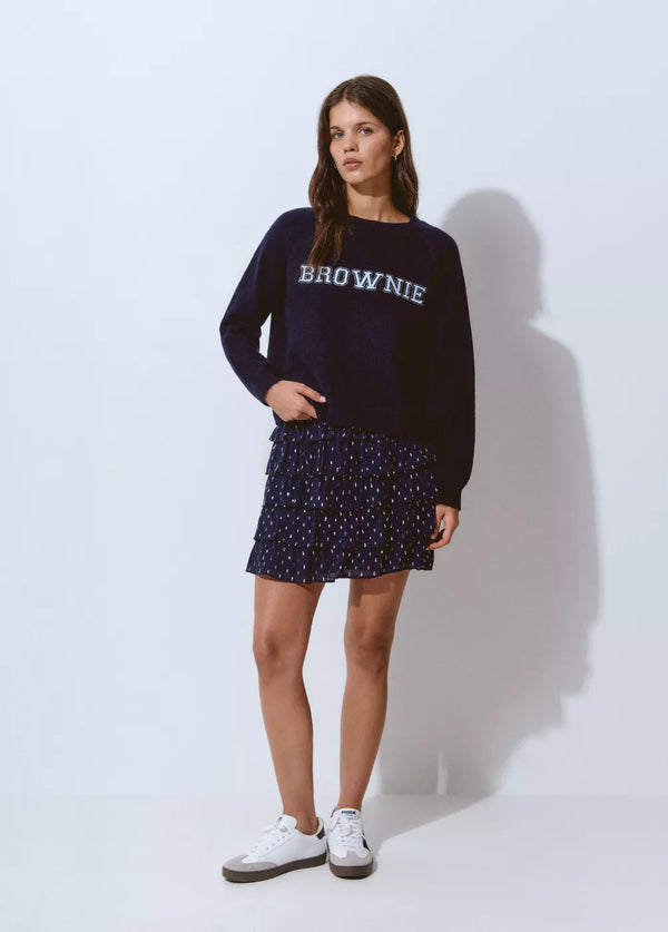 Jersey brownie bordado Azul Marino