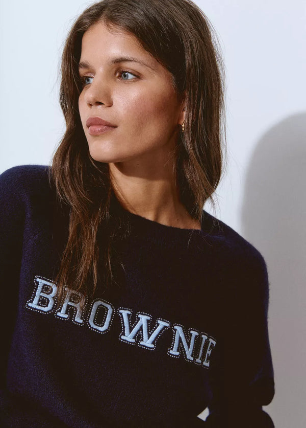 Jersey brownie bordado Azul Marino