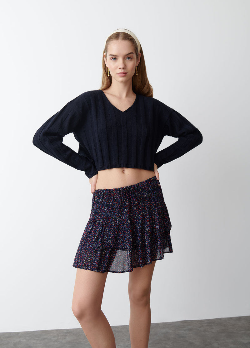 Jersey cropped cuello pico