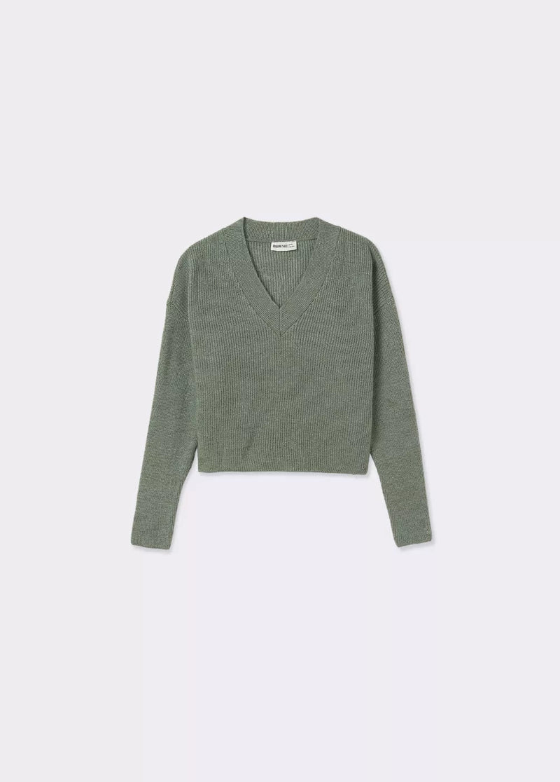 Jersey cuello pico básico Verde