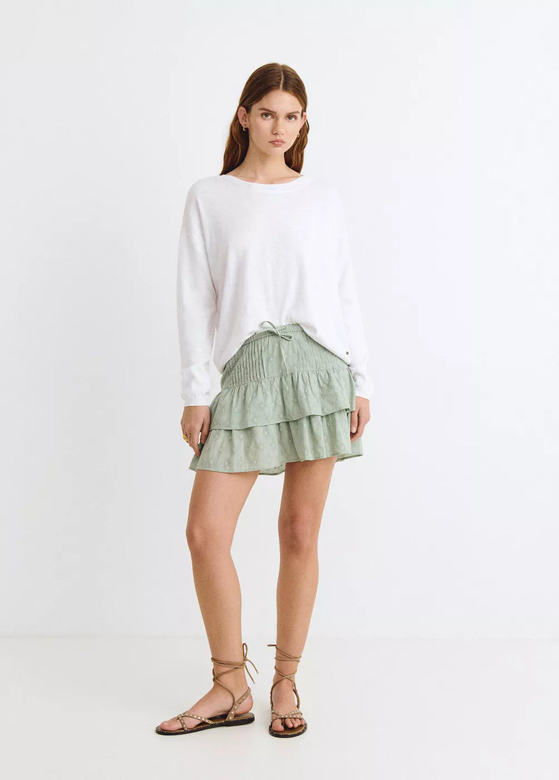 Jersey cuello redondo básico Blanco