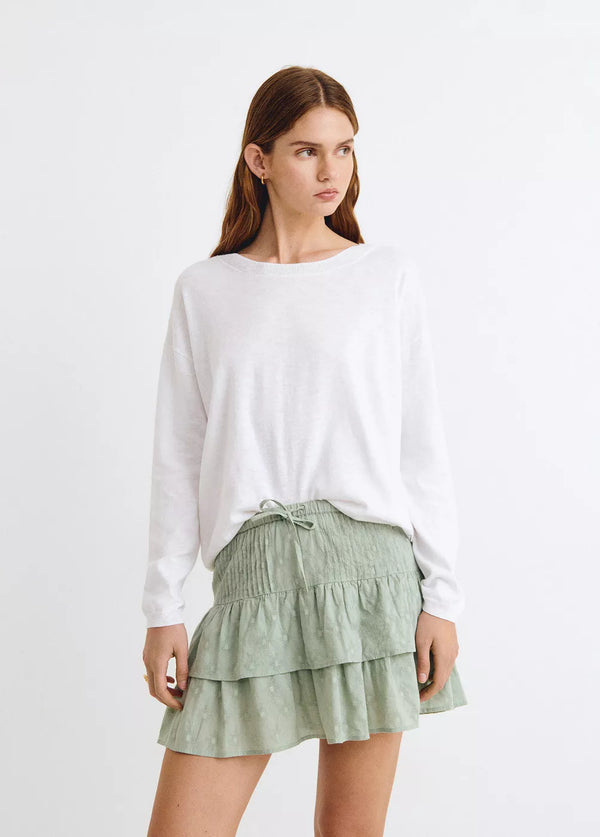 Jersey cuello redondo básico Blanco