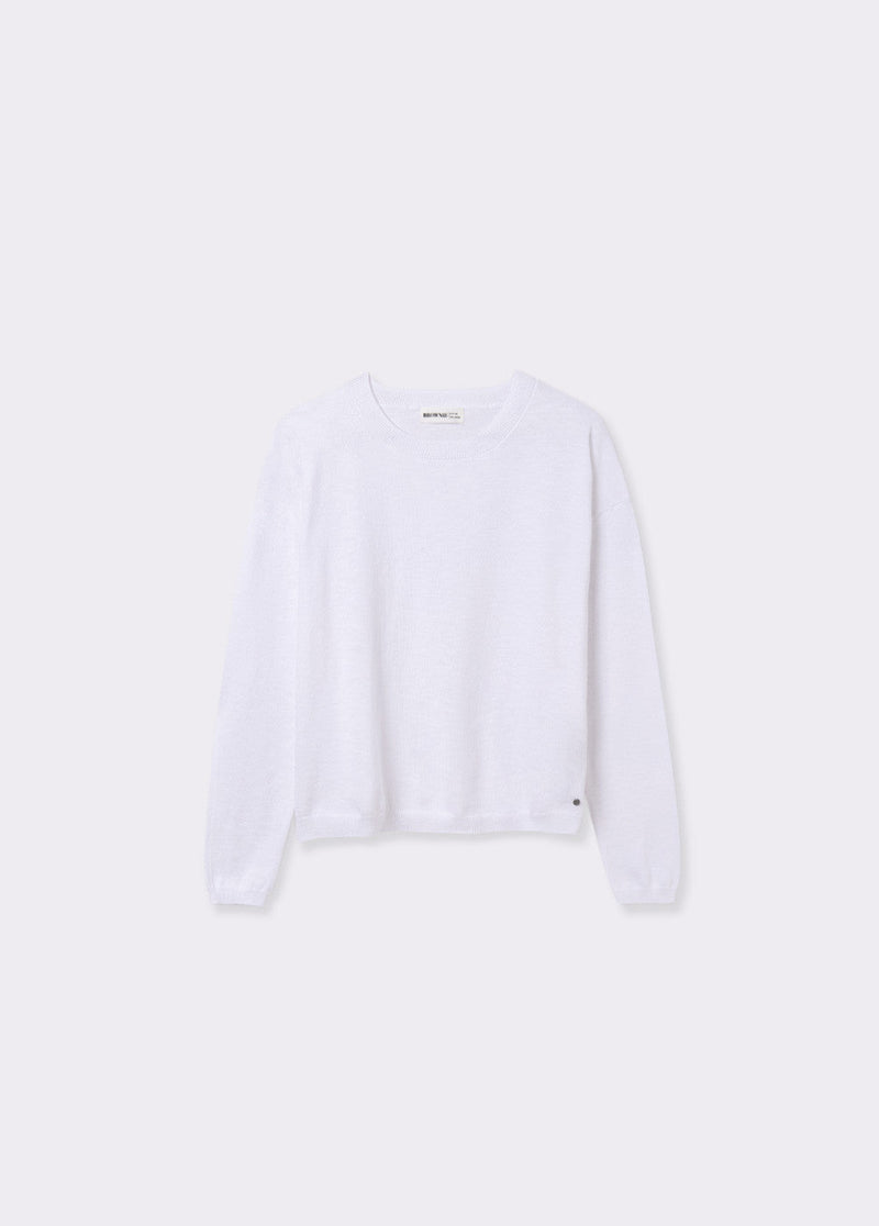 Jersey cuello redondo básico Blanco