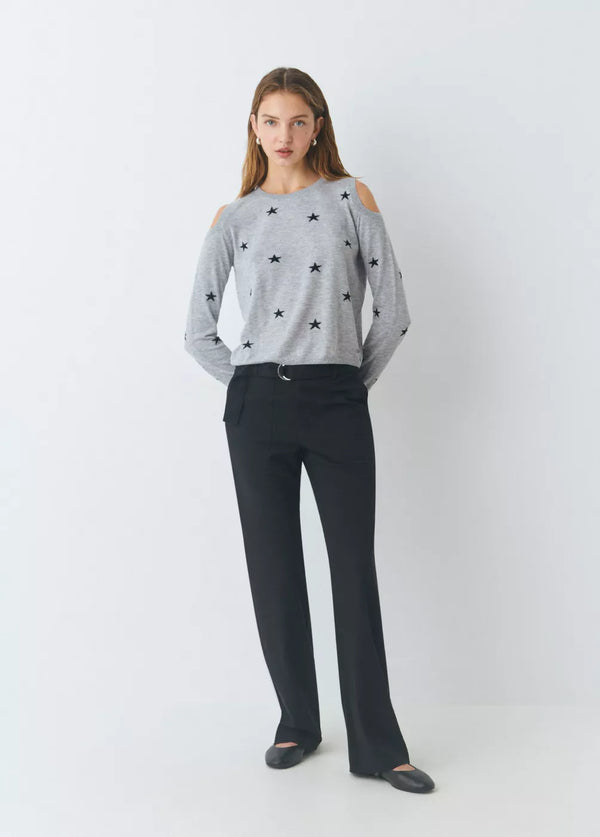 Jersey hombros descubiertos estrellas Gris Medio