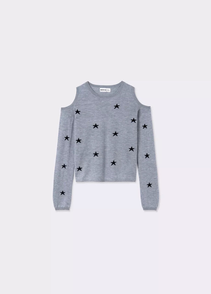 Jersey hombros descubiertos estrellas Gris Medio