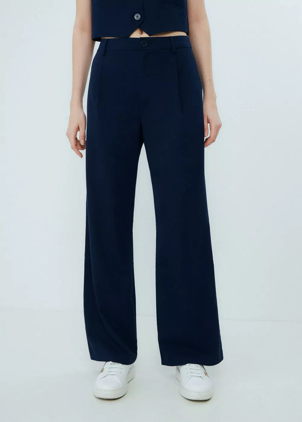 Pantalón ancho pinzas Azul Marino