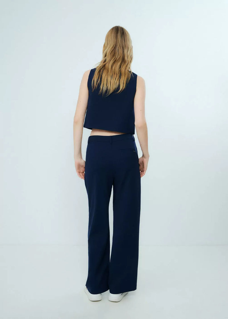 Pantalón ancho pinzas Azul Marino