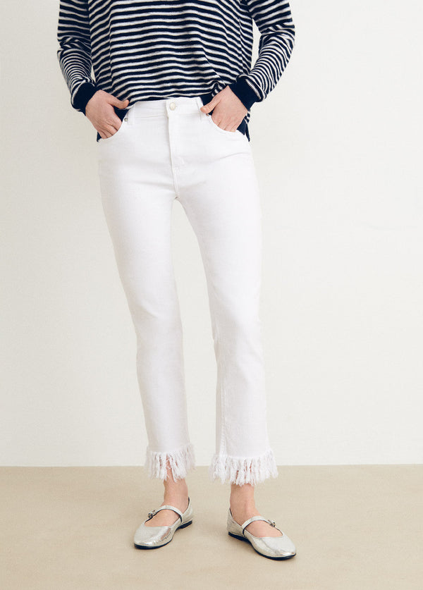 Pantalón bajo desflecado Blanco