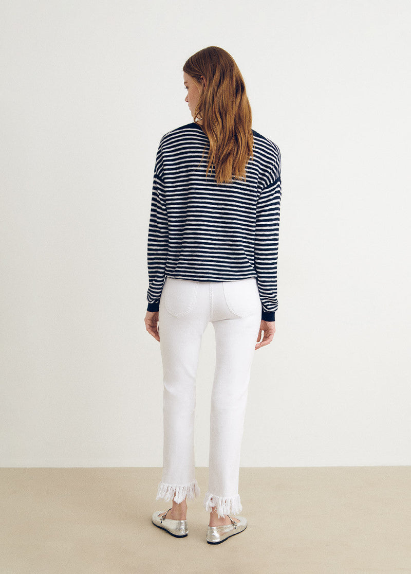 Pantalón bajo desflecado Blanco