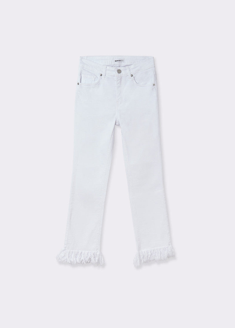 Pantalón bajo desflecado Blanco