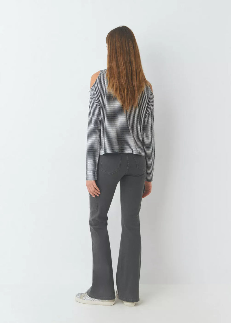 Pantalón campana cargo tachas Antracita