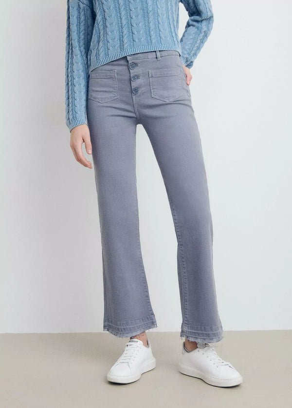 Pantalón culotte botones frontales Azul