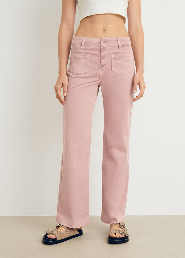 Pantalón culotte botones frontales Rosa