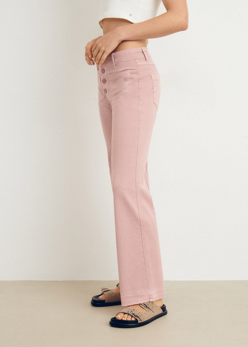 Pantalón culotte botones frontales Rosa