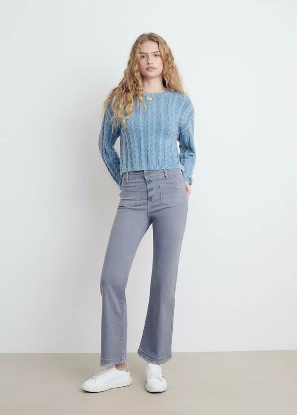 Pantalón culotte botones frontales Azul