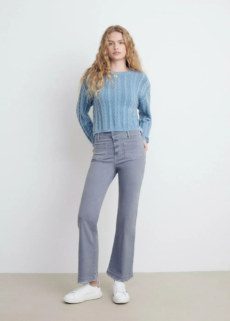 Pantalón culotte botones frontales Azul