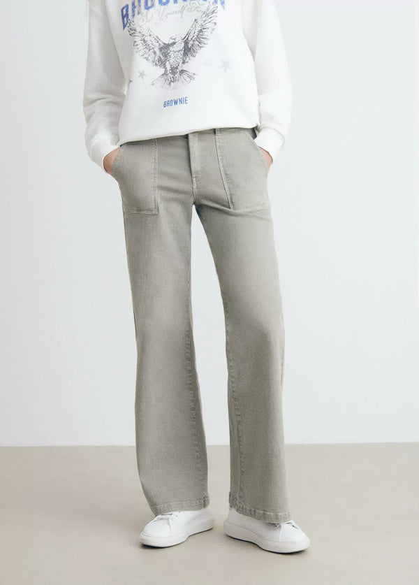 Pantalón culotte con bolsillos frontales Verde