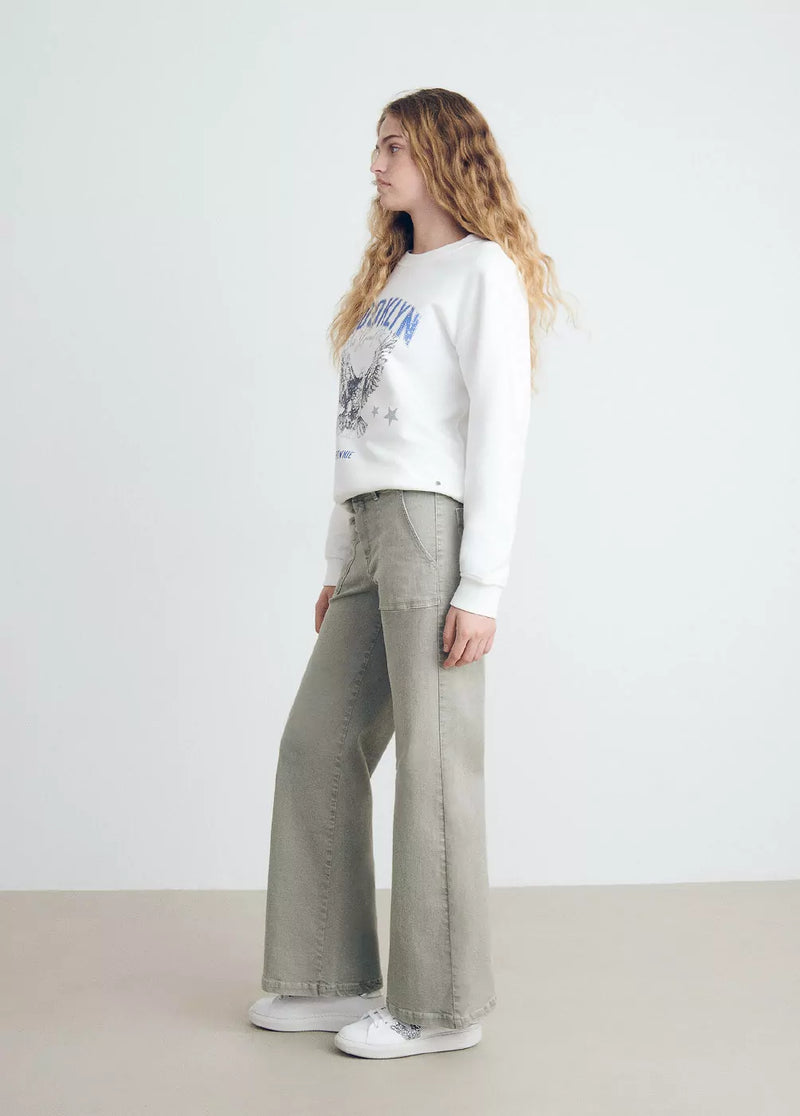 Pantalón culotte con bolsillos frontales Verde