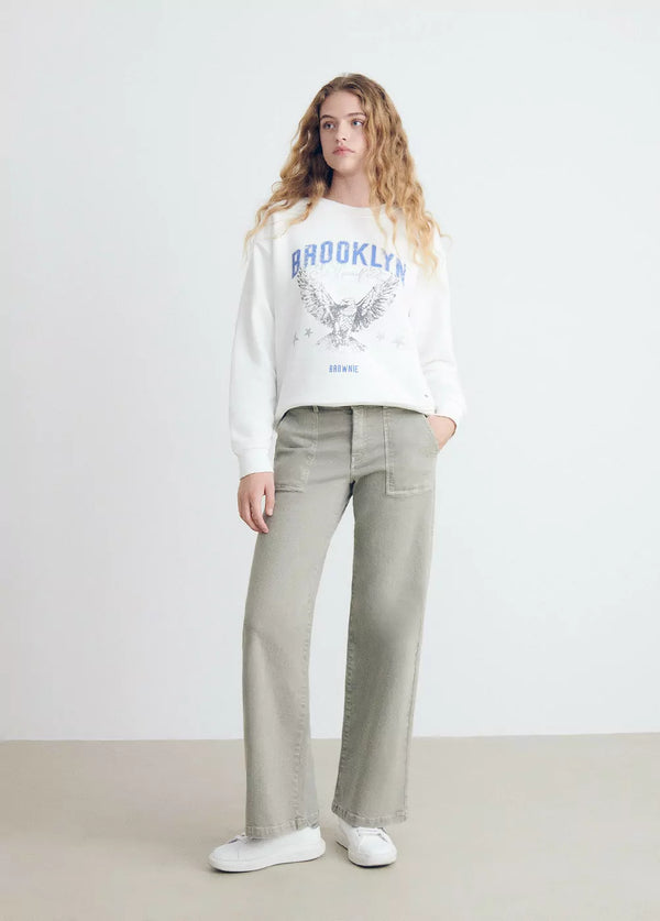 Pantalón culotte con bolsillos frontales Verde