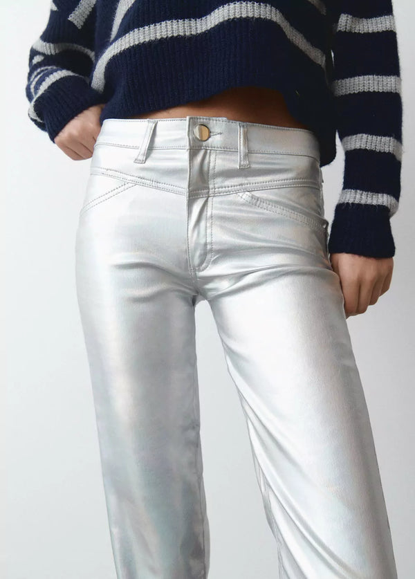 Pantalón metalizado Plata
