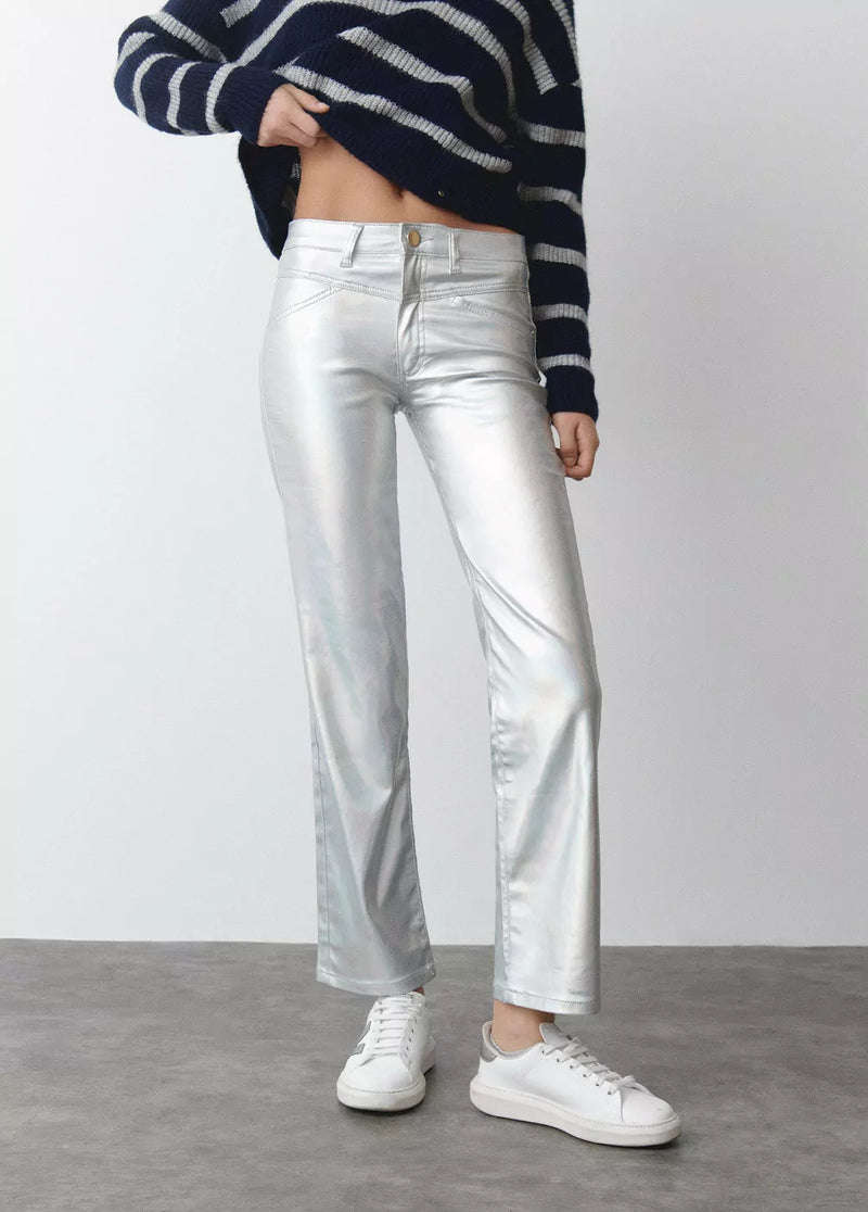 Pantalón metalizado Plata