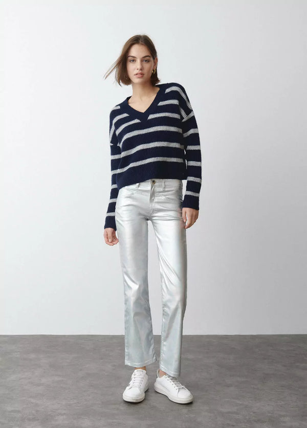 Pantalón metalizado Plata