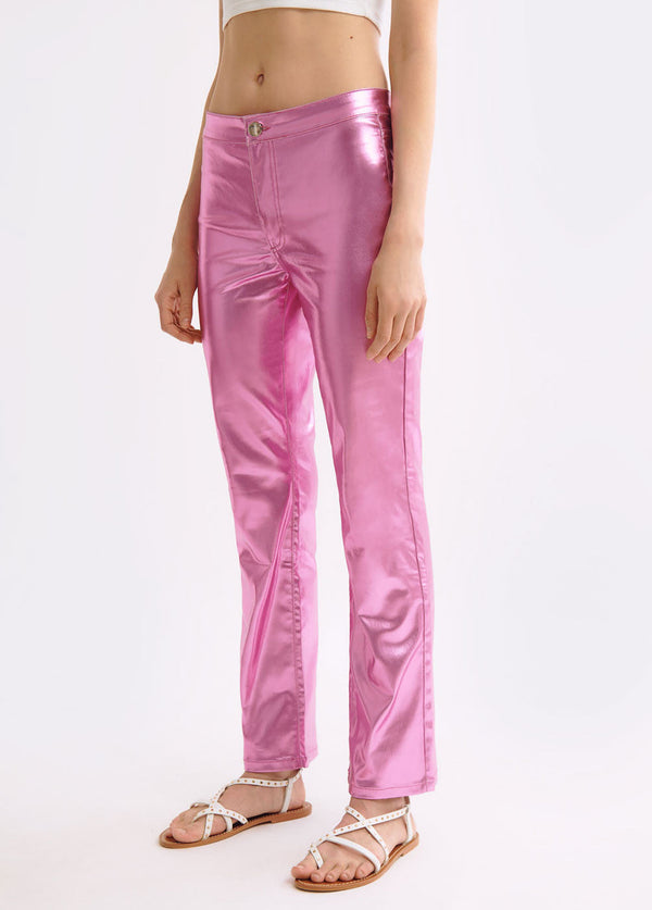 Pantalón metalizado Fucsia
