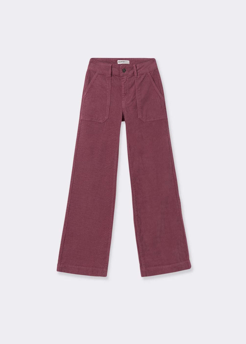 Pantalón pana culotte bolsillo frontal Fresa