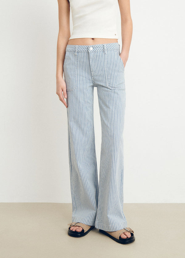 Pantalón rayas culotte Blanco