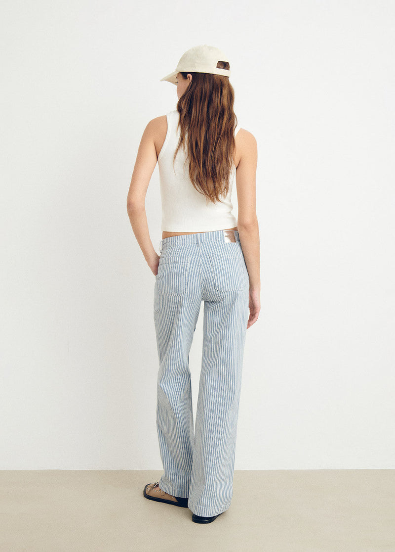 Pantalón rayas culotte Blanco