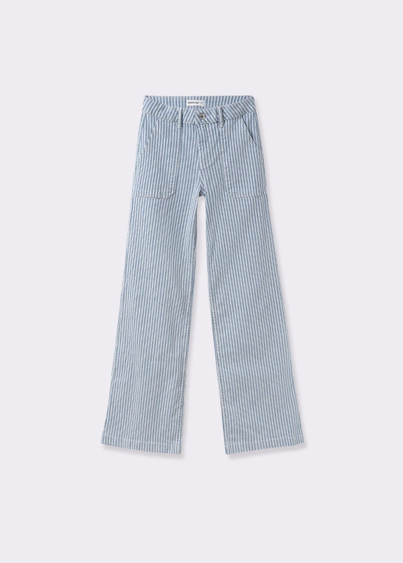Pantalón rayas culotte Blanco