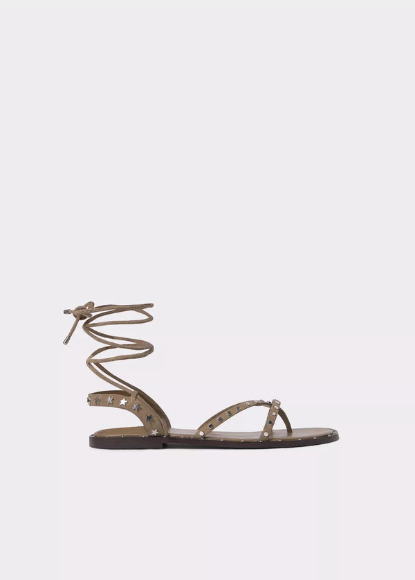 Sandalia tachas atada tobillo Taupe