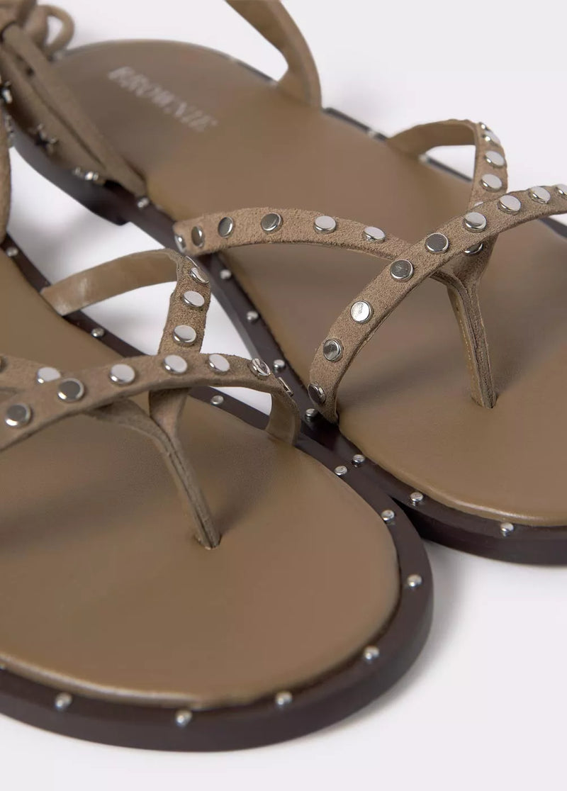 Sandalia tachas atada tobillo Taupe