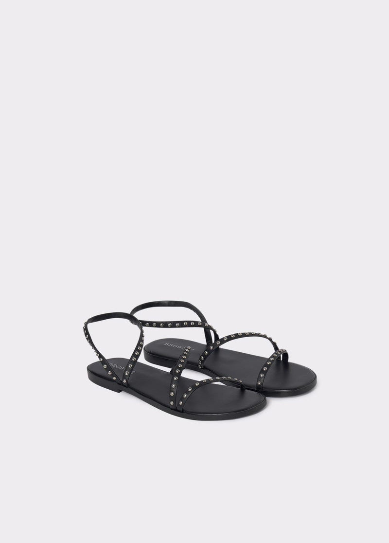 Sandalia tiras tachas Negro