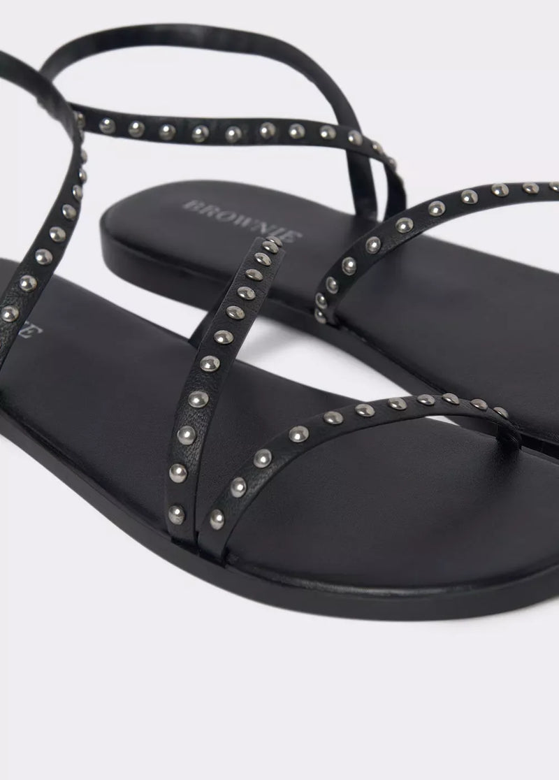 Sandalia tiras tachas Negro