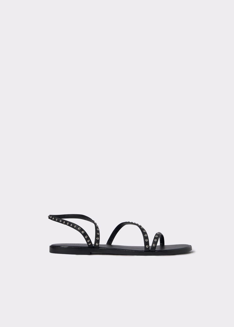 Sandalia tiras tachas Negro