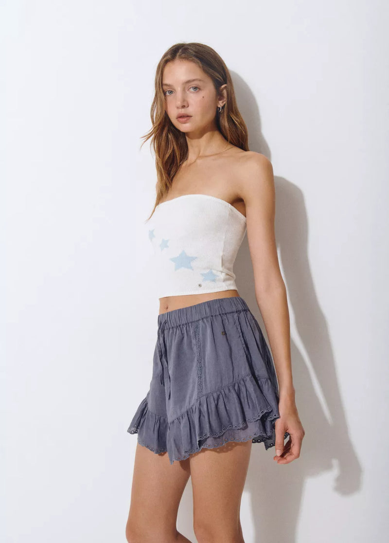Short volantes puntilla bordado