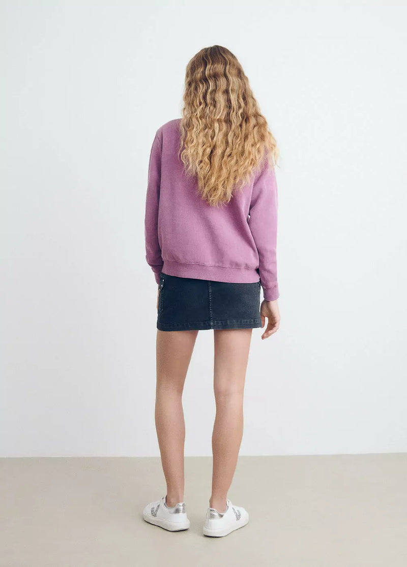 Sudadera lavada texto parche Rosa Medio