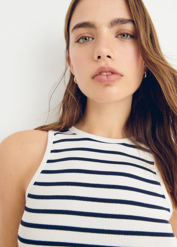 Tank top raya tejida Blanco