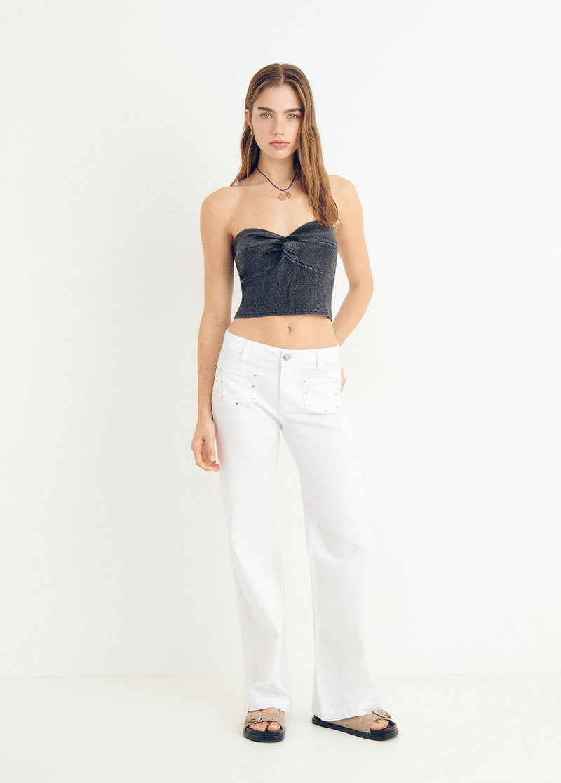Top bandeau efecto lavado Negro