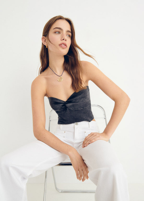 Top bandeau efecto lavado Negro