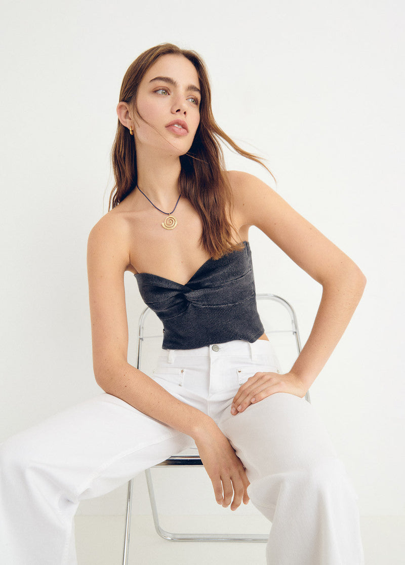 Top bandeau efecto lavado Negro