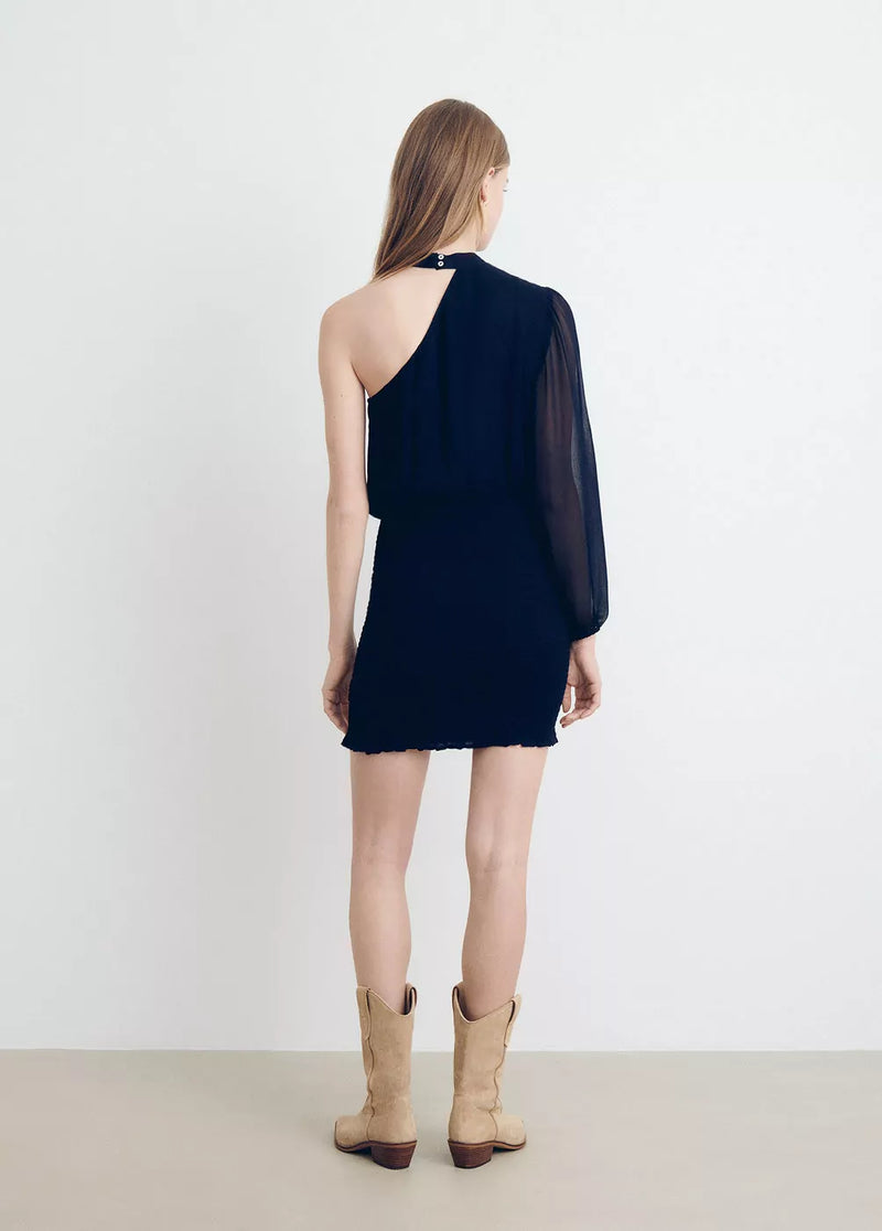 Vestido asimétrico choker Azul Noche