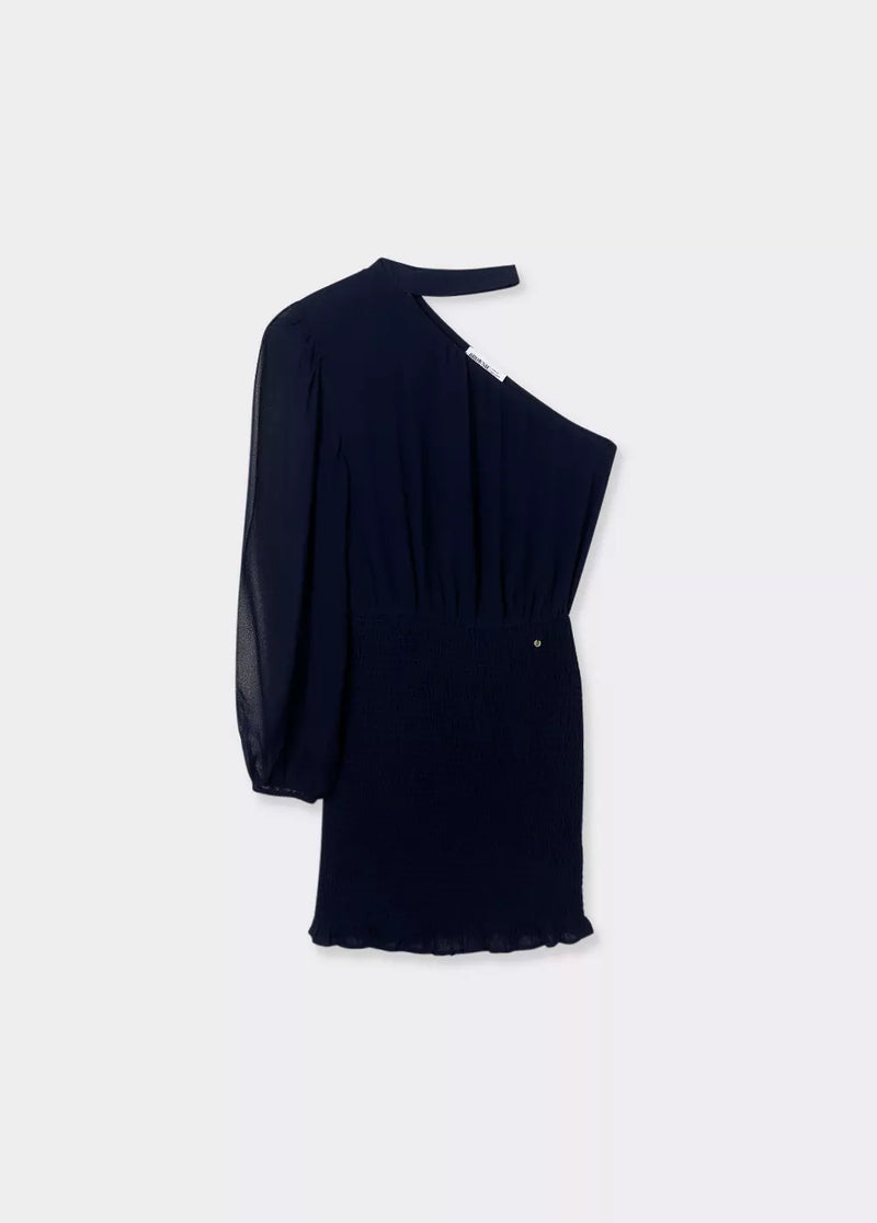 Vestido asimétrico choker Azul Noche