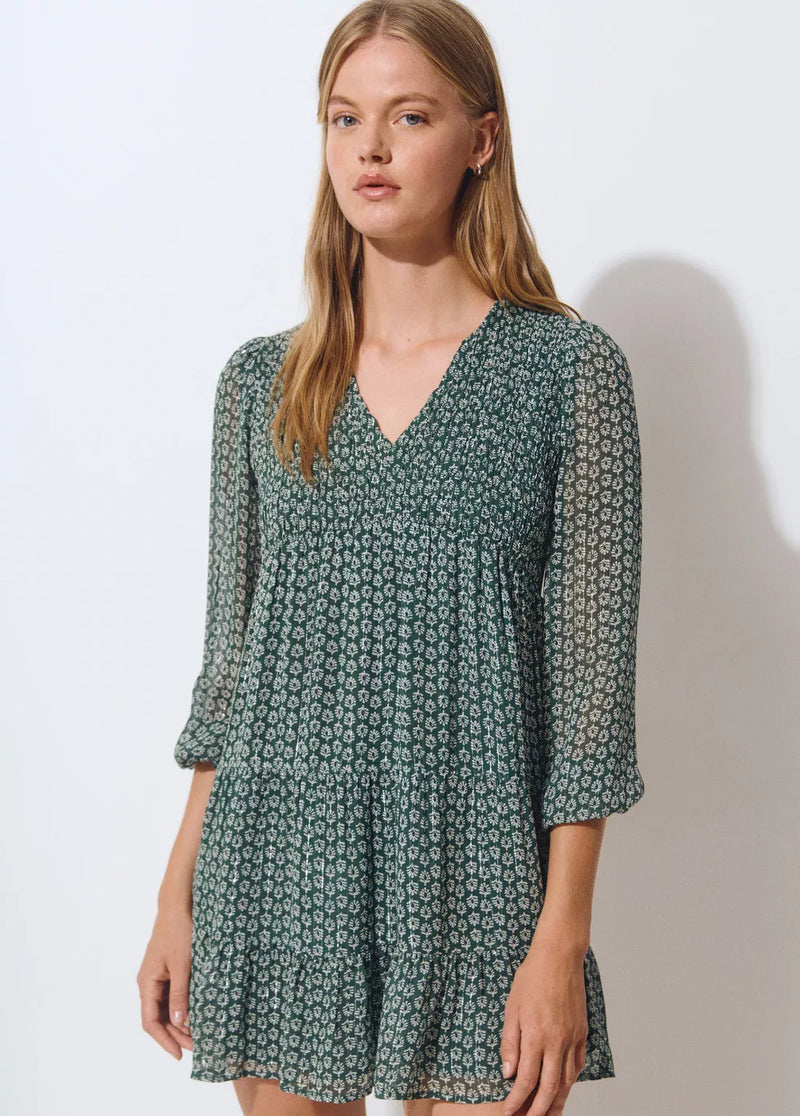 Vestido estampado bicolor Verde
