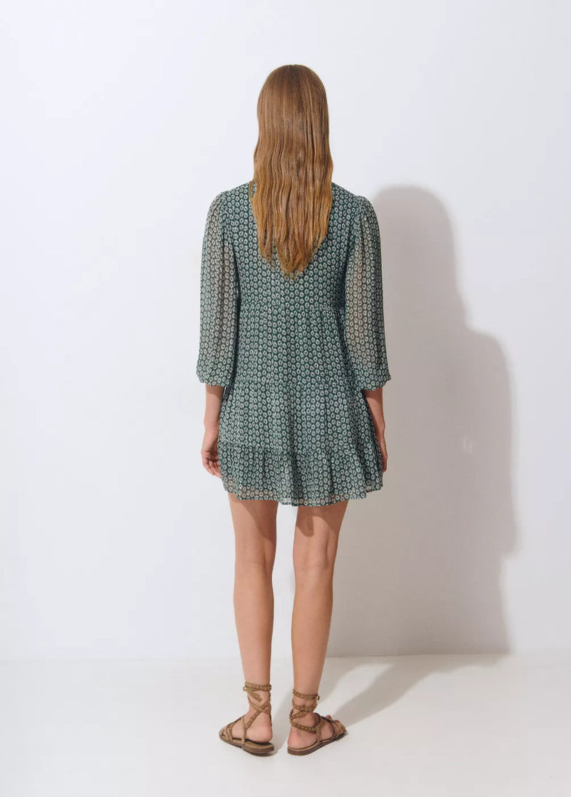Vestido estampado bicolor Verde