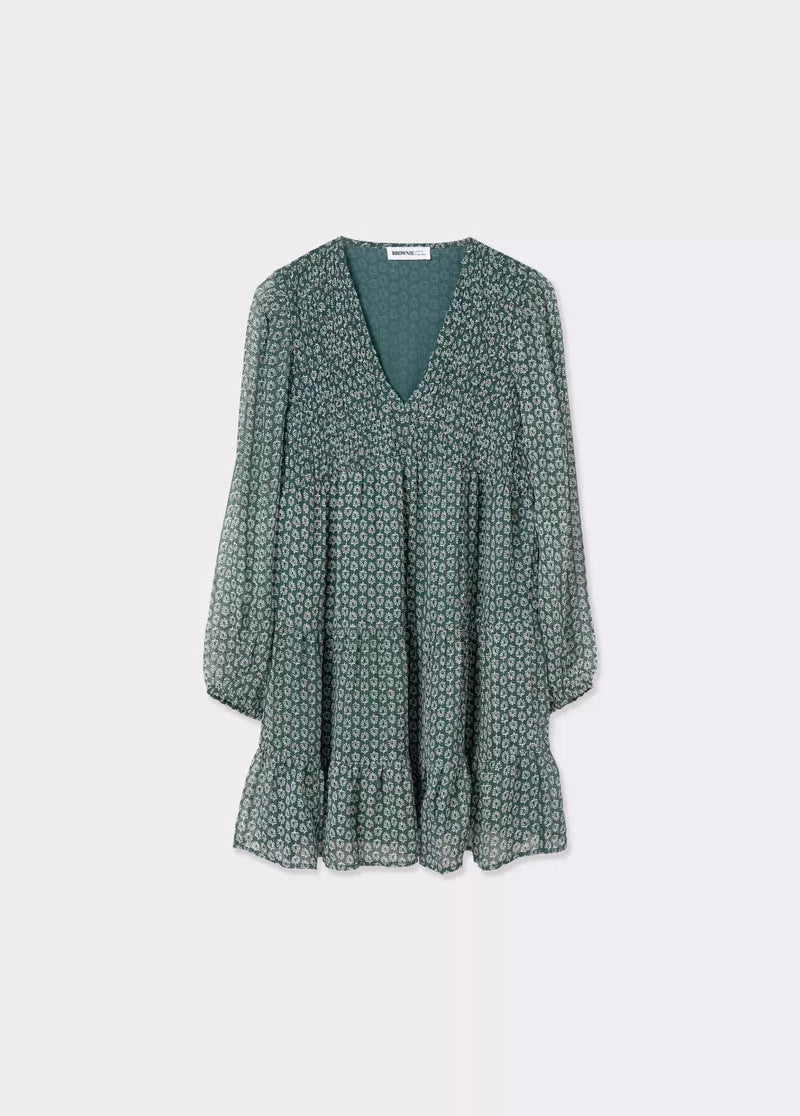 Vestido estampado bicolor Verde