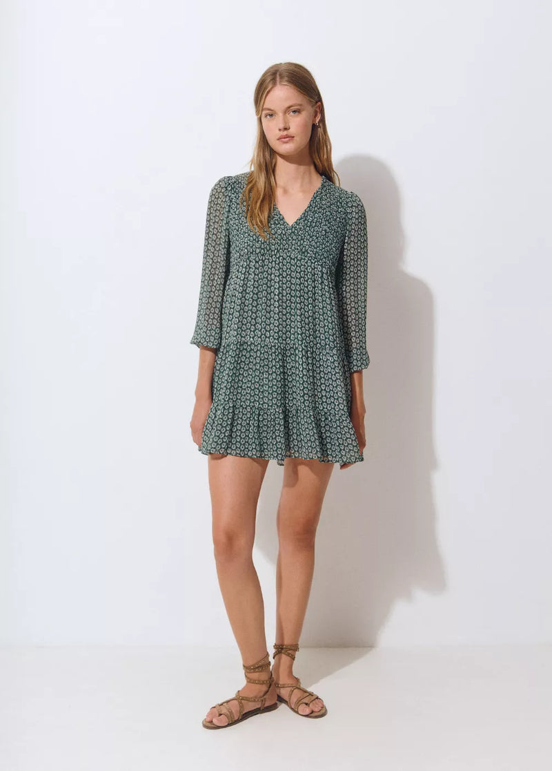 Vestido estampado bicolor Verde
