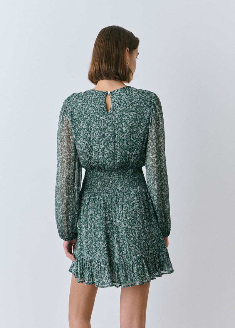 Vestido estampado floral bicolor