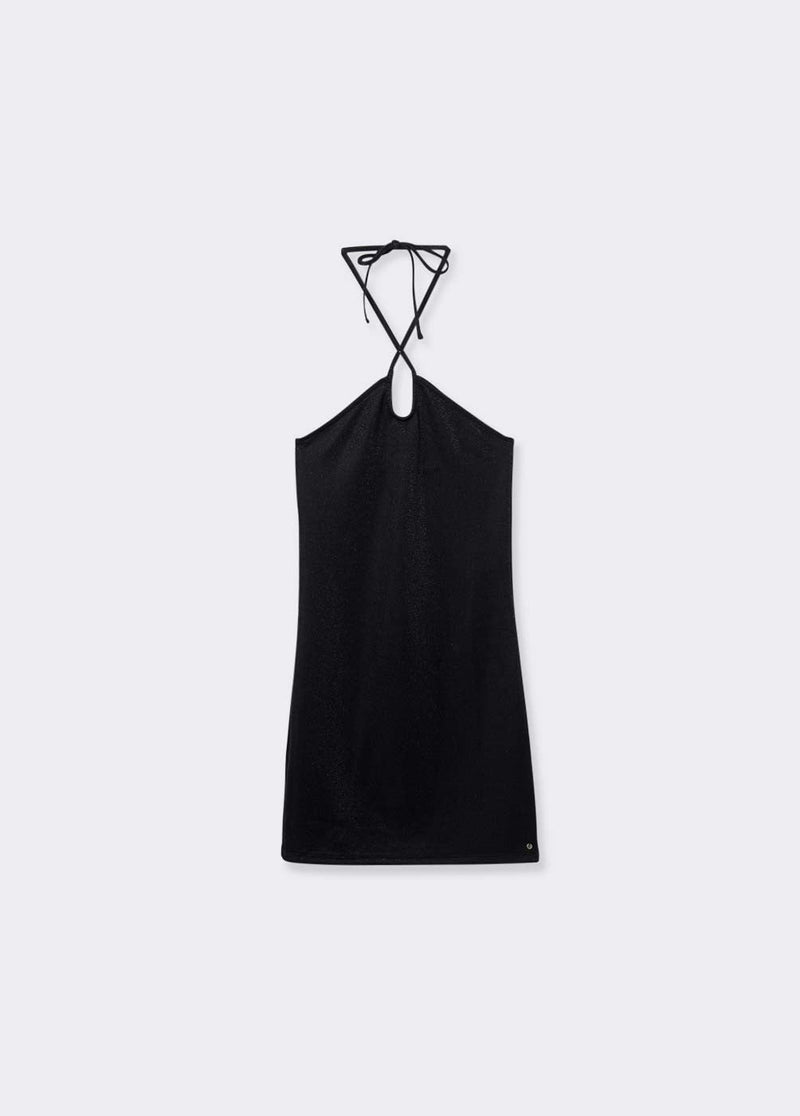 Vestido halter cruzado Negro